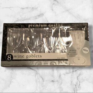 8 Pcs Premium Quality Amscan‎ Wine Goblets 8 Oz / 236mL Plastic Reusable